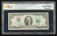 1976 U.S. $2 Federal Reserve Note, Philadelphia - Fr. 1935-C (CA Block) Signed: Neff / Simon (PCGS CHOICE UNC 64 PPQ) at PristineAuction.com