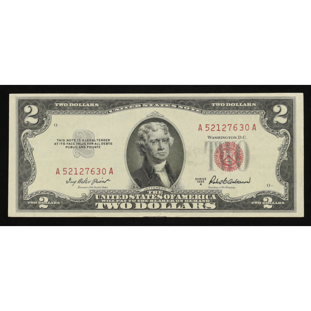 1953-A U.S. $2 Legal Tender Note, Red Seal - Fr. 1510 (AA Block) Signed: Priest / Anderson at PristineAuction.com