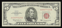 1963 U.S. $5 Legal Tender Note, Red Seal - Fr. 1536 (AA Block) Signed: Granahan / Dillon at PristineAuction.com