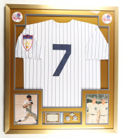 Mickey Mantle Signed Custom Framed Cut Display with Jersey & (3) World Series Pin (PSA) at PristineAuction.com