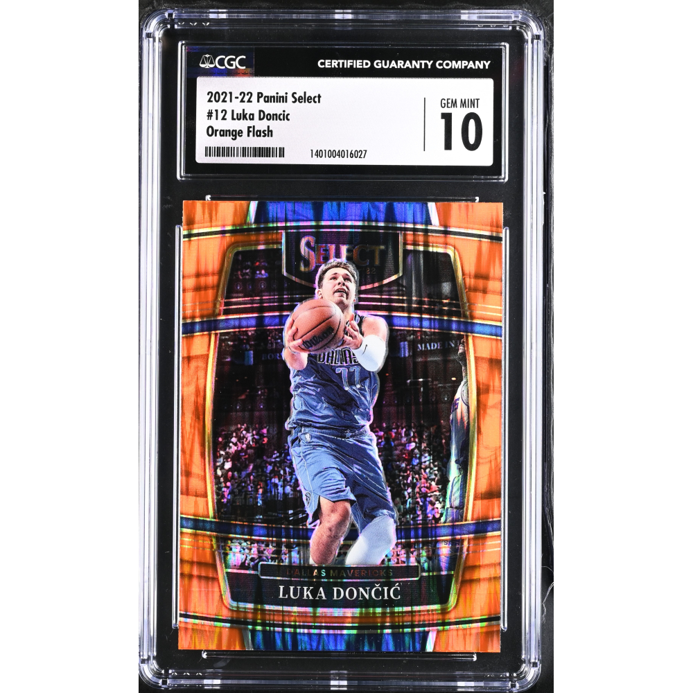 Luka Doncic 2021-22 Panini Select Concourse Orange Flash #12 (CGC 10) at PristineAuction.com