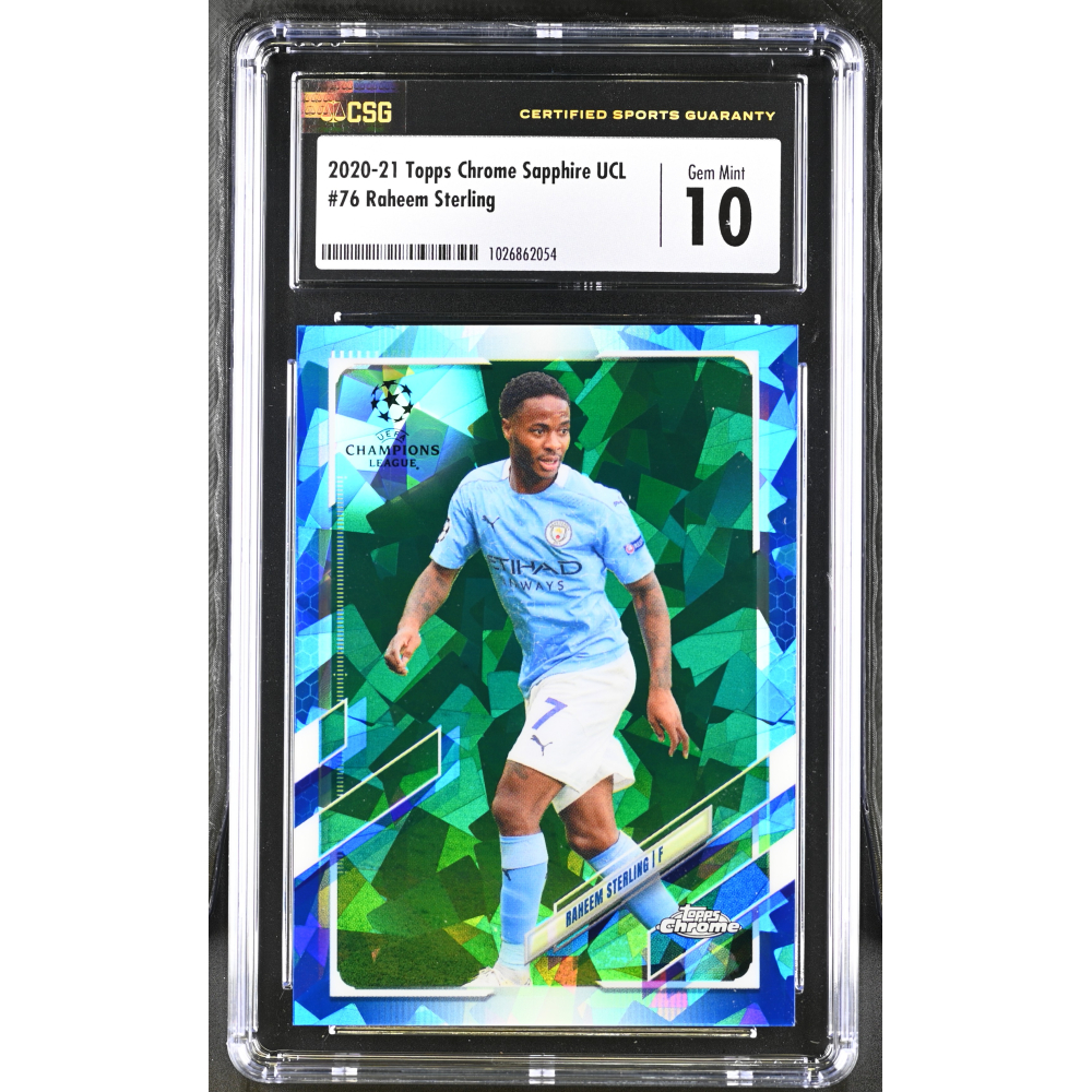 Raheem Sterling 2020-21 Topps Chrome Sapphire UCL #76 (CSG 10) at PristineAuction.com