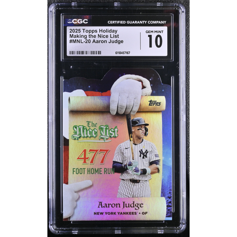 Aaron Judge 2025 Topps Holiday Making The Nice List #MNL-20 (CGC 10) at PristineAuction.com