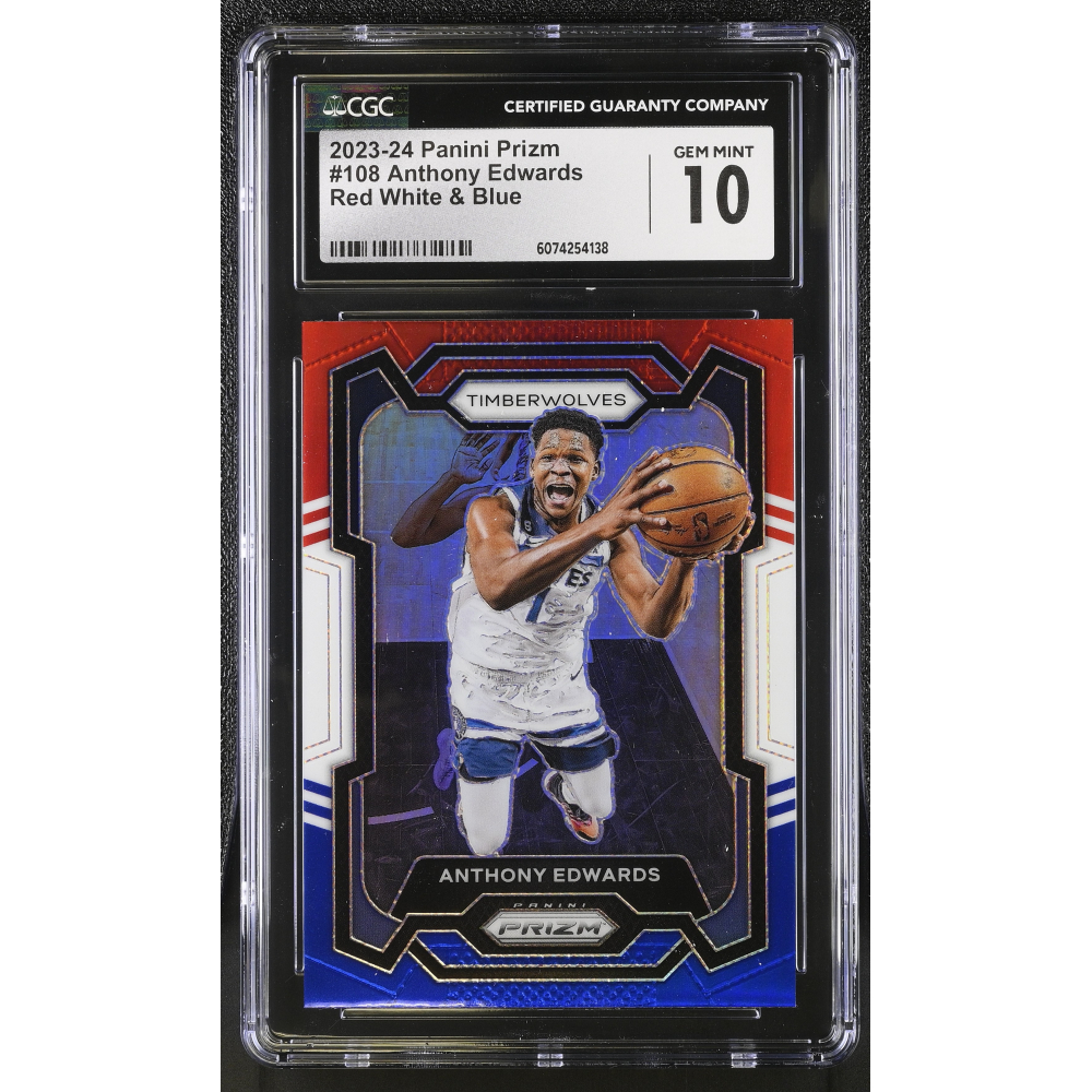 Anthony Edwards 2023-24 Panini Prizm Red White & Blue #108 (CGC 10) at PristineAuction.com