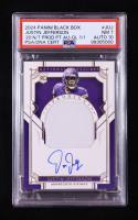 Justin Jefferson 2020 Panini National Treasures Prodigy Patch Autographs #15 RC / 2024 Black Box #1/1 (PSA 7 | Autograph Grade 10) at PristineAuction.com