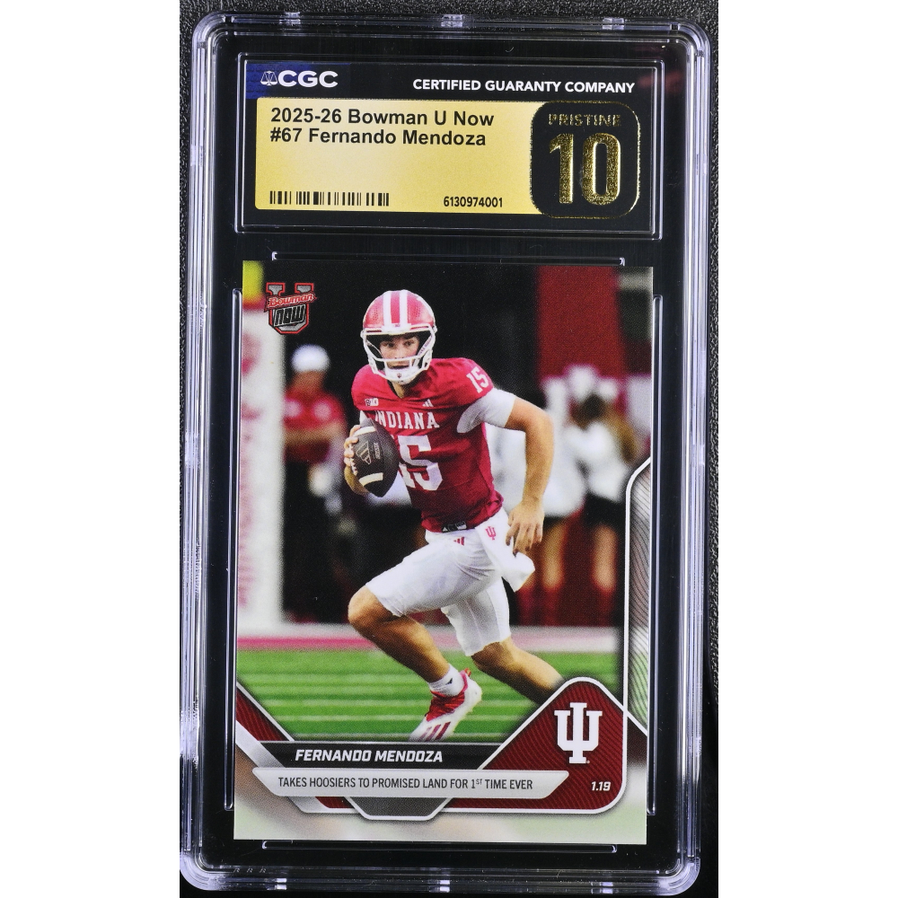 Fernando Mendoza 2025-26 Bowman U Now #67 RC (CGC 10 | Black Label Pristine) at PristineAuction.com