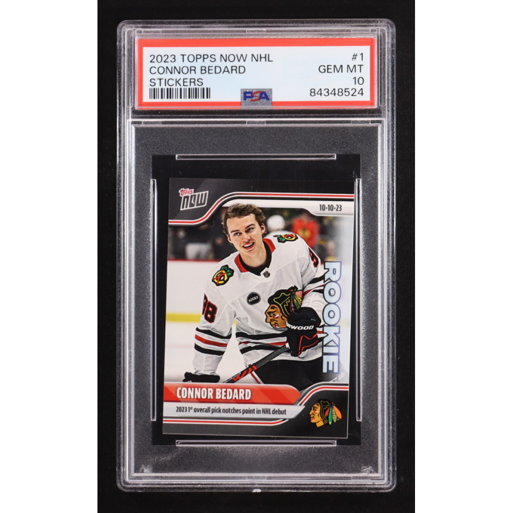 Connor Bedard 2023 Topps Now NHL Stickers #1 RC (PSA 10) at PristineAuction.com