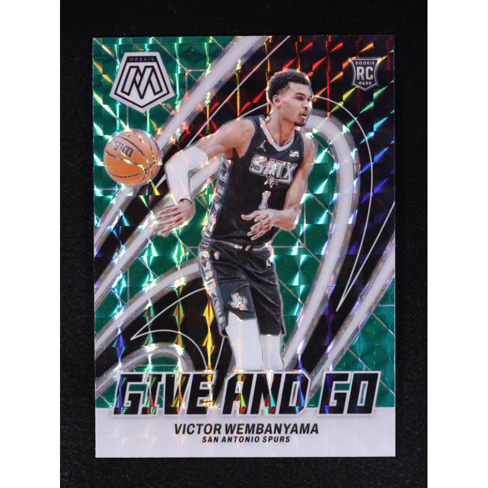 Victor Wembanyama 2023-24 Panini Mosaic Give and Go Mosaic Green #12 RC at PristineAuction.com