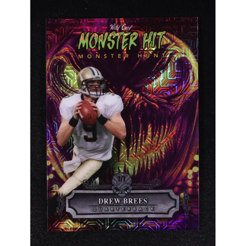 Drew Brees 2024 Wild Card Monster Hit Monster Hunt Purple Mojo Jack-O-Lantern #MHPDB #1/1 at PristineAuction.com