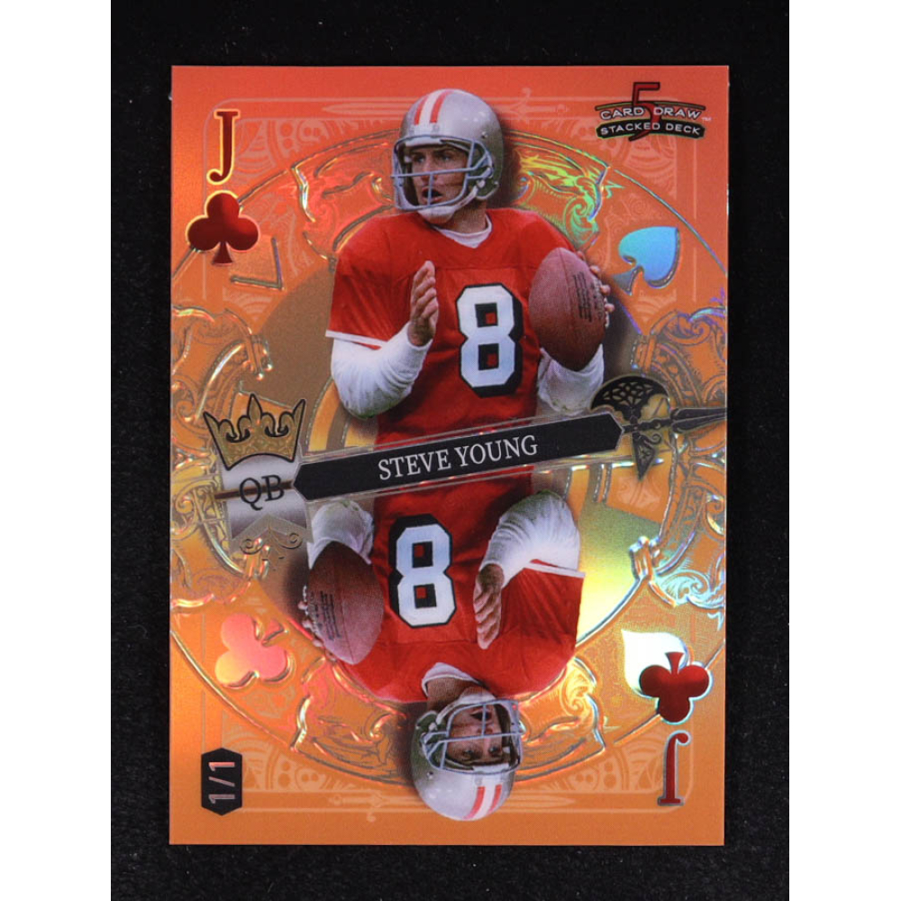 Steve Young 2024 Wild Card 5 Card Draw Stacked Deck Jack Clubs Orange #SDPCSYN #1/1 at PristineAuction.com