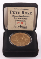 Pete Rose LE "All-Time Hit King" The Highland Mint Reds Solid Bronze Coin With Display Case at PristineAuction.com