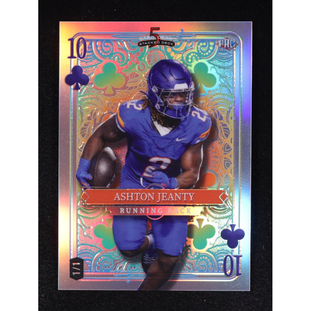Ashton Jeanty 2024 Wild Card 5 Card Draw Stacked Deck 10 Clubs Silver Holo #SDJCAJN #1/1 RC at PristineAuction.com