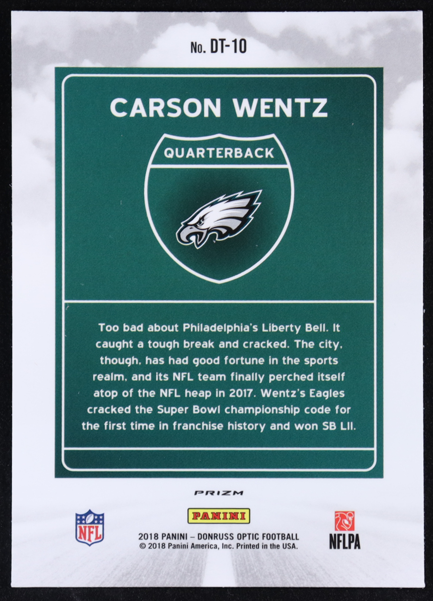 Carson Wentz 2018 Donruss Optic Downtown #DT10 at PristineAuction.com Carson Wentz 2018 Donruss Optic Downtown #DT10 at PristineAuction.com