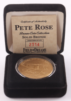Pete Rose LE "All-Time Hit King" The Highland Mint Reds Solid Bronze Coin With Display Case at PristineAuction.com
