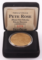 Pete Rose LE "All-Time Hit King" The Highland Mint Reds Solid Bronze Coin With Display Case at PristineAuction.com