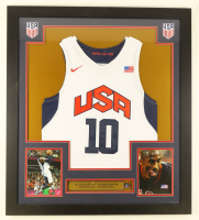 Kobe Bryant Custom Framed Jersey Display with Champion USA Pin & Stat Plaque at PristineAuction.com