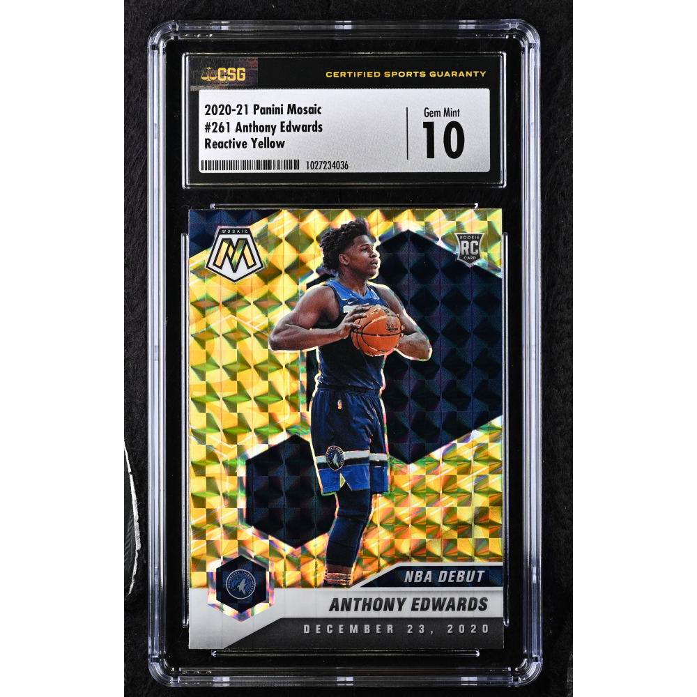 Anthony Edwards 2020-21 Panini Mosaic Mosaic Reactive Yellow #261 RC (CGC 10) at PristineAuction.com