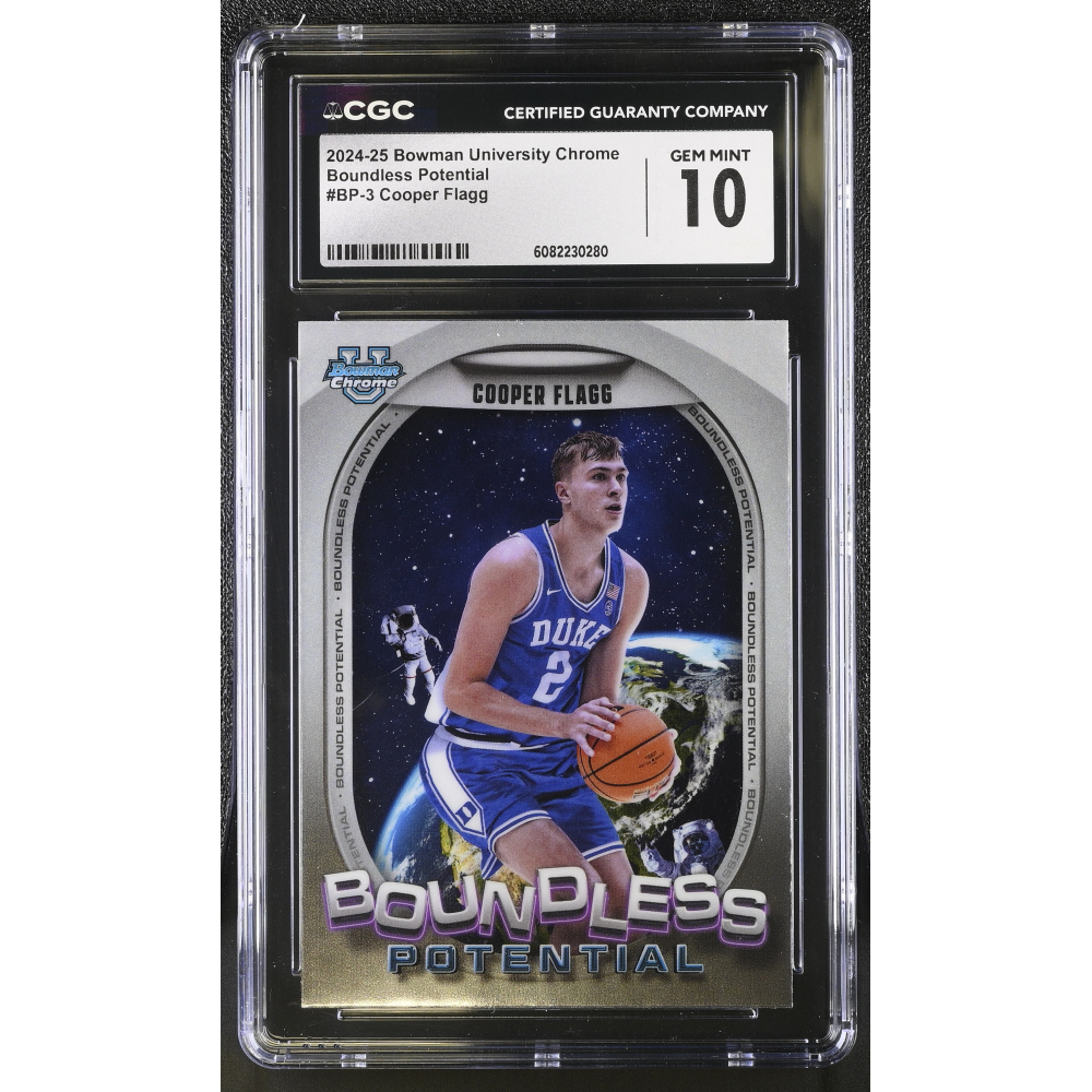 Cooper Flagg 2024-25 Bowman University Chrome Boundless Potential #BP3 RC (CGC 10) at PristineAuction.com