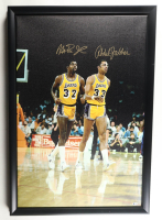 Magic Johnson & Kareem Abdul-Jabbar Signed Lakers Custom Framed Canvas Photo Display (Beckett) at PristineAuction.com