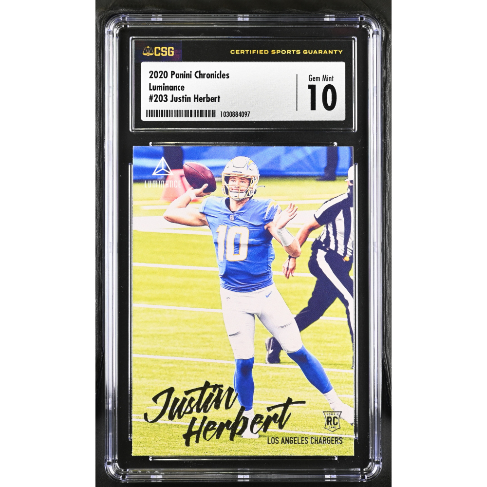 Justin Herbert 2020 Panini Chronicles Luminance #203 RC (CGC 10) at PristineAuction.com