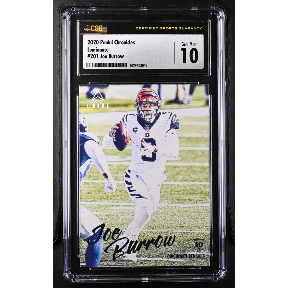 Joe Burrow 2020 Panini Chronicles Luminance #201 RC (CGC 10) at PristineAuction.com