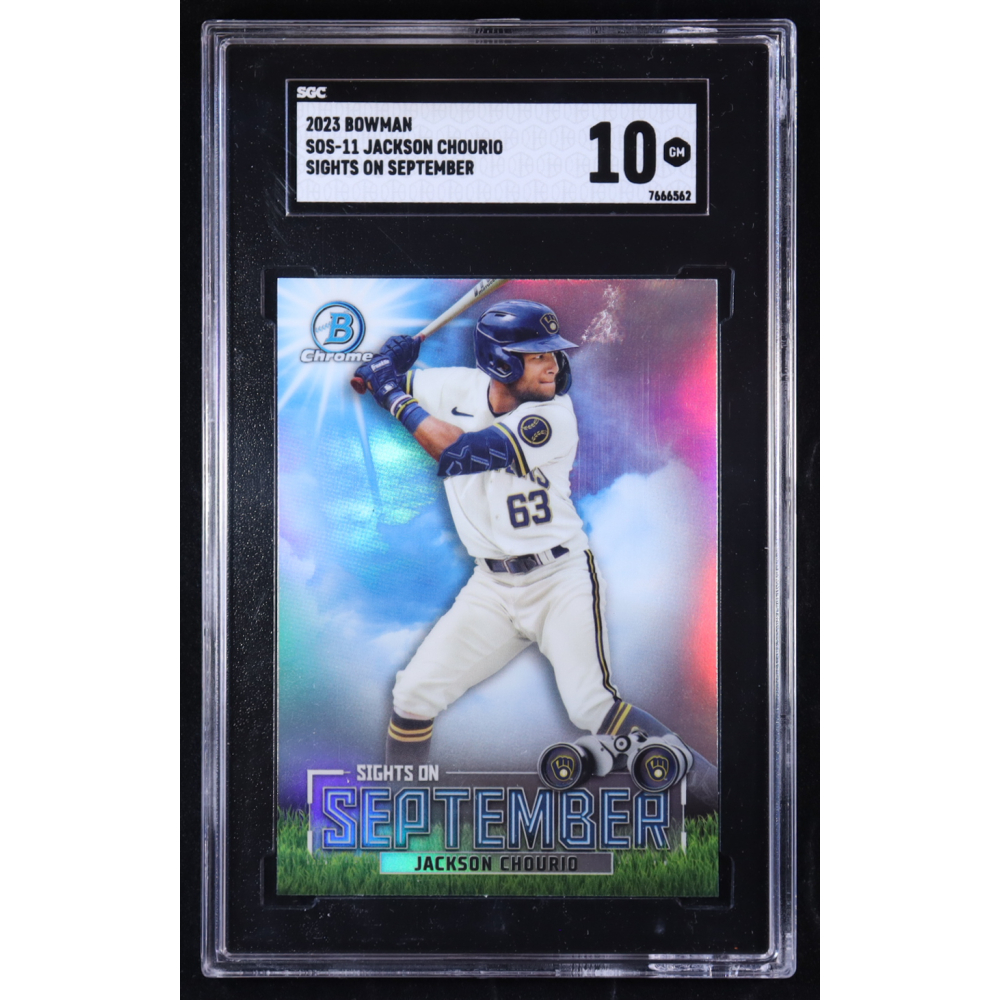 Jackson Chourio 2023 Bowman Chrome Sights on September #SOS11 RC (SGC 10) at PristineAuction.com
