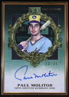 Paul Molitor 2022 Topps Gilded Collection Gold Framed Hall of Famers Autographs Emerald #HAFAPM #23/25 at PristineAuction.com