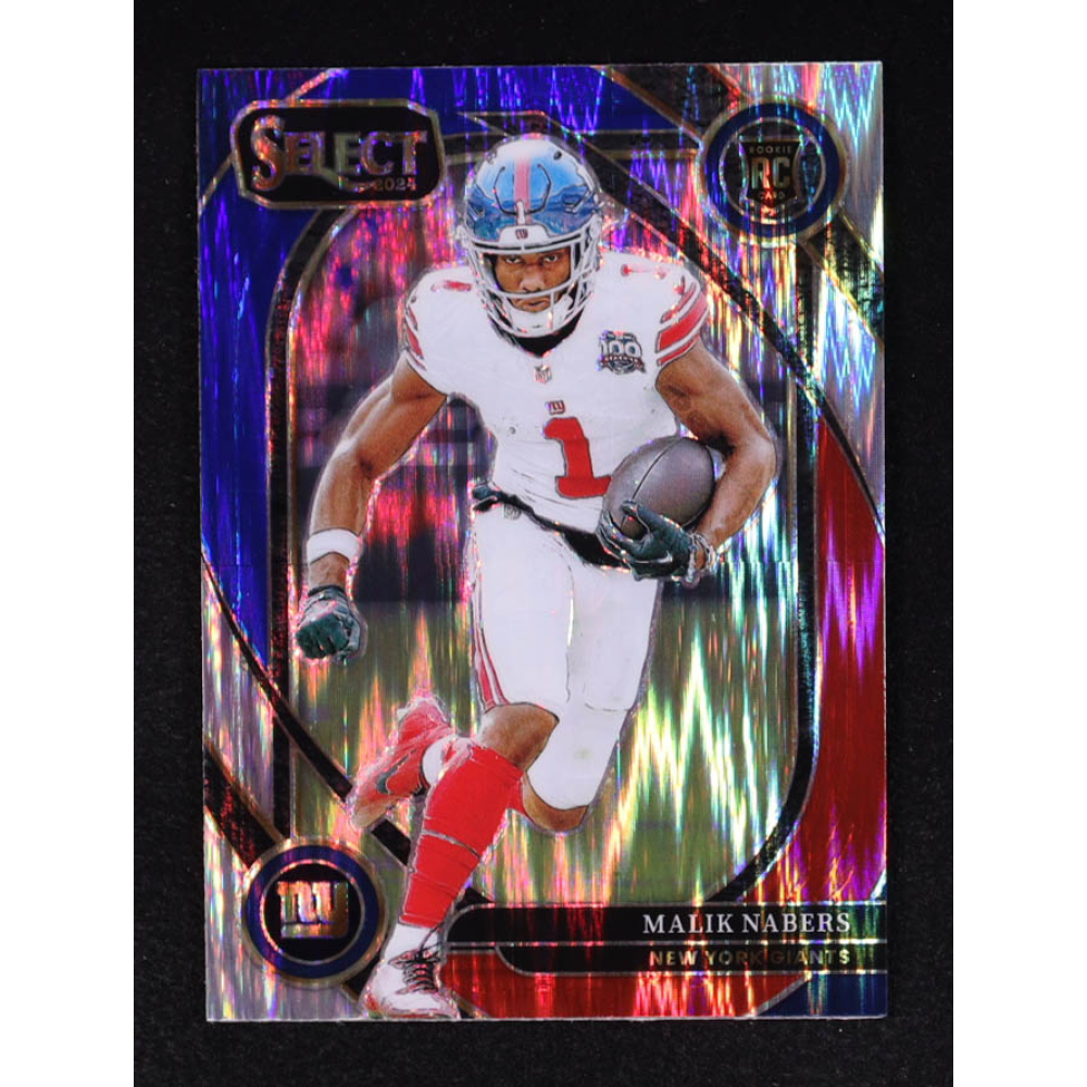 Malik Nabers 2024 Select Prizm Red and Blue Shock #220 RC at PristineAuction.com