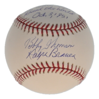 Ralph Branca & Bobby Thomson Signed OML Baseball Inscribed "The Shot Heard 'Round The World" & "Oct. 3, 1951" (JSA) at PristineAuction.com