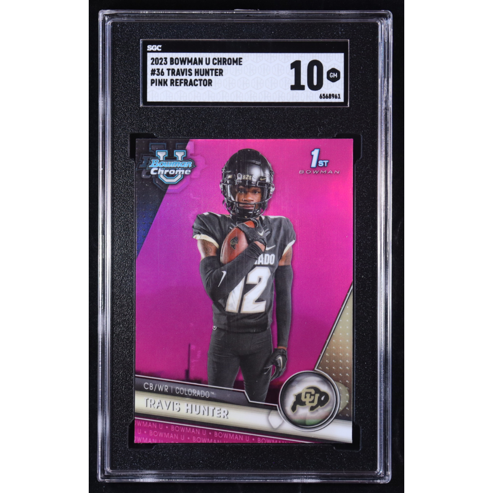 Travis Hunter 2023 Bowman Chrome University Pink Refractors #36 RC (SGC 10) at PristineAuction.com