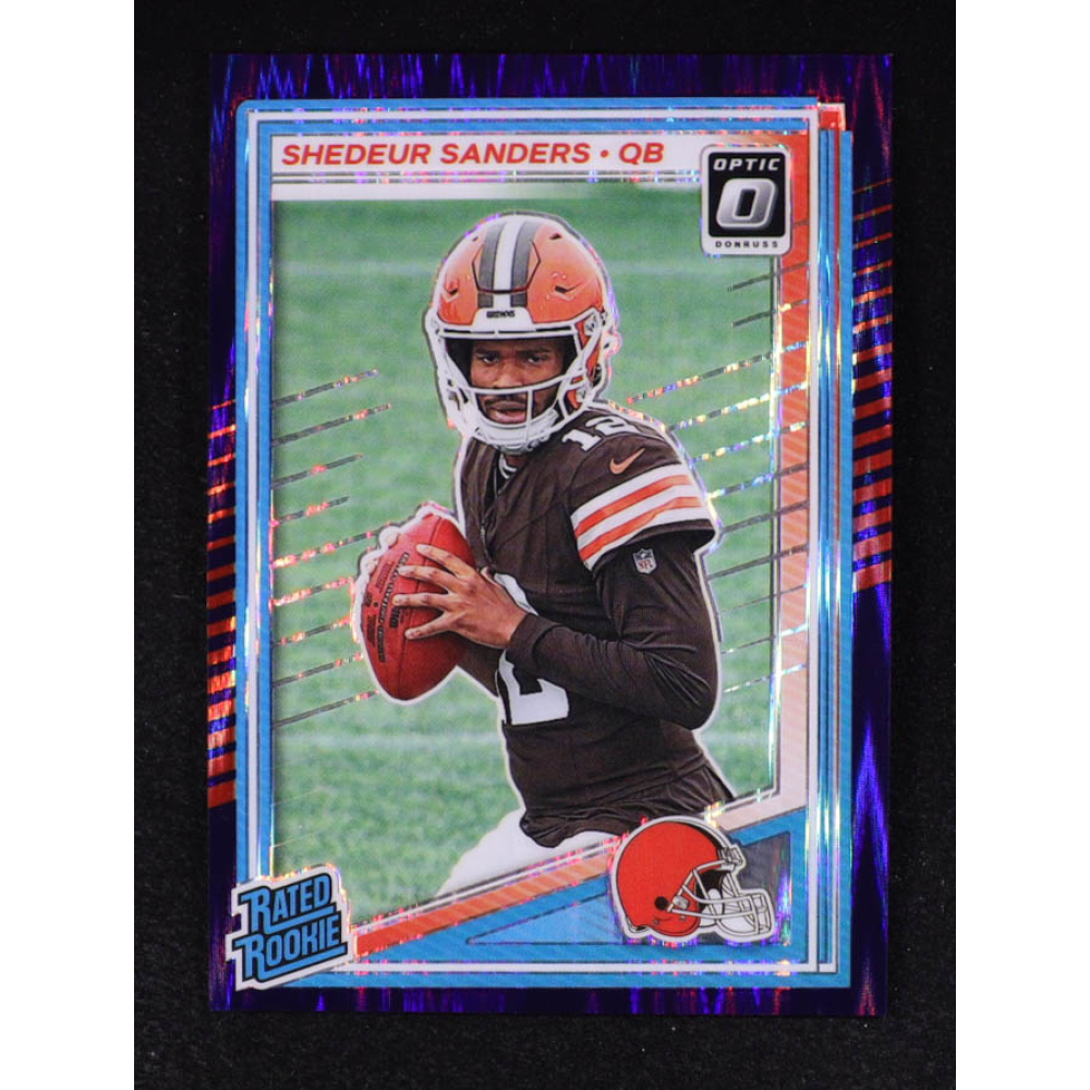 Shedeur Sanders 2025 Donruss Optic Purple Shock #203 RR RC at PristineAuction.com