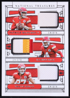 Patrick Mahomes II / Rashee Rice / Travis Kelce 2025 Panini National Treasures NFL Gear Trio Materials #6 #87/99 at PristineAuction.com