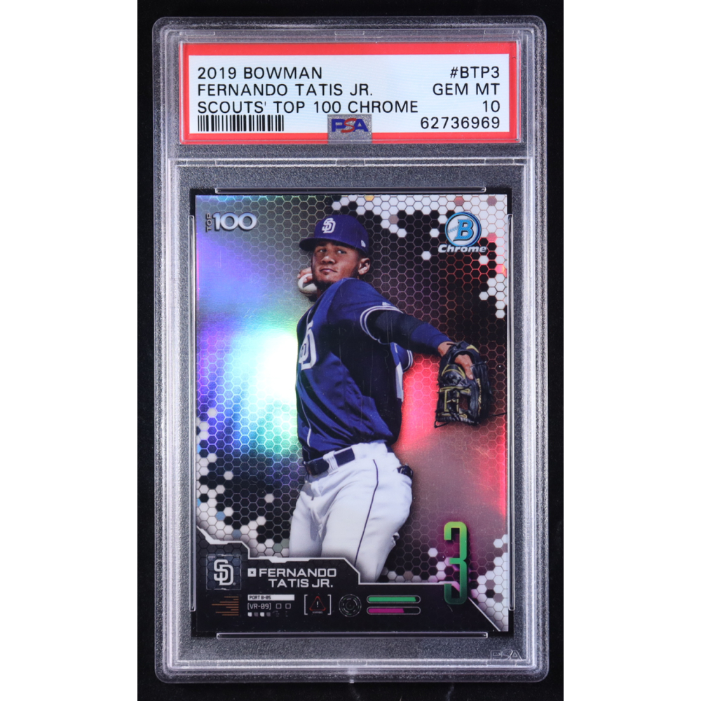 Fernando Tatis Jr. 2019 Bowman Chrome Scouts Top 100 #BTP3 RC (PSA 10) at PristineAuction.com