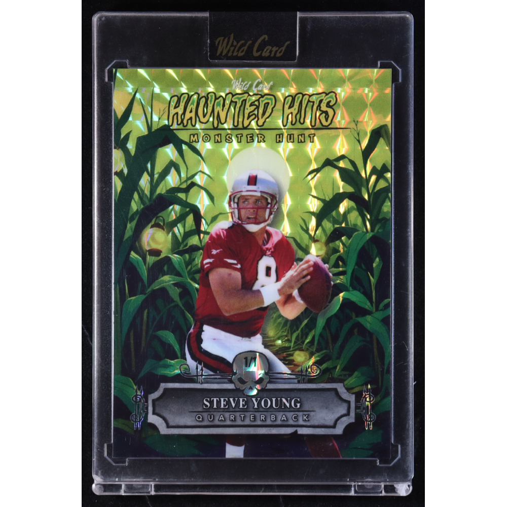 Steve Young 2025 Wild Card Haunted Hits Monster Hunt Cornfield Yellow Mosaic #HHCFSY #1/1 at PristineAuction.com