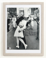 George Mendonsa Signed "V-J Day in Times Square" Custom Framed Photo Display Inscribed "Times Square V.J. Day 8/14/45" (Beckett) at PristineAuction.com