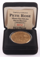 Pete Rose LE "All-Time Hit King" The Highland Mint Reds Solid Bronze Coin With Display Case at PristineAuction.com