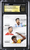 Lionel Messi / Cristiano Ronaldo / Lamine Yamal 2024 Leaf Special Release Exclusive Legends Edition #ELE-45 (CGC Pristine 10 | Black Label) at PristineAuction.com
