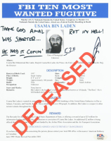 Robert J. O'Neill Signed Osama Bin Laden FBI Wanted &ldquo;DECEASED" 8x10 Photo With Multiple Inscriptions (PSA) at PristineAuction.com