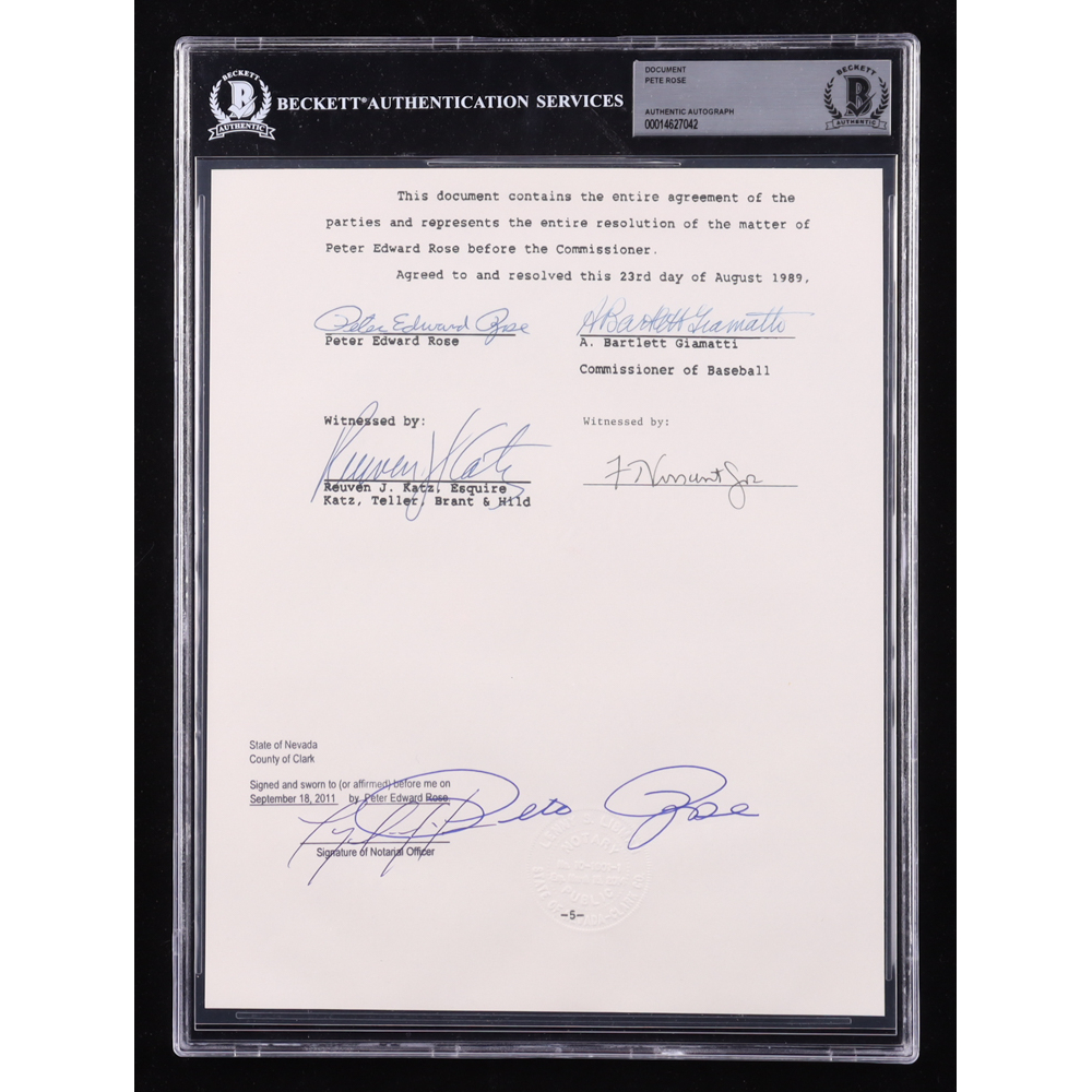 Pete Rose Signed "Banned from Baseball" Document (BAS) at PristineAuction.com