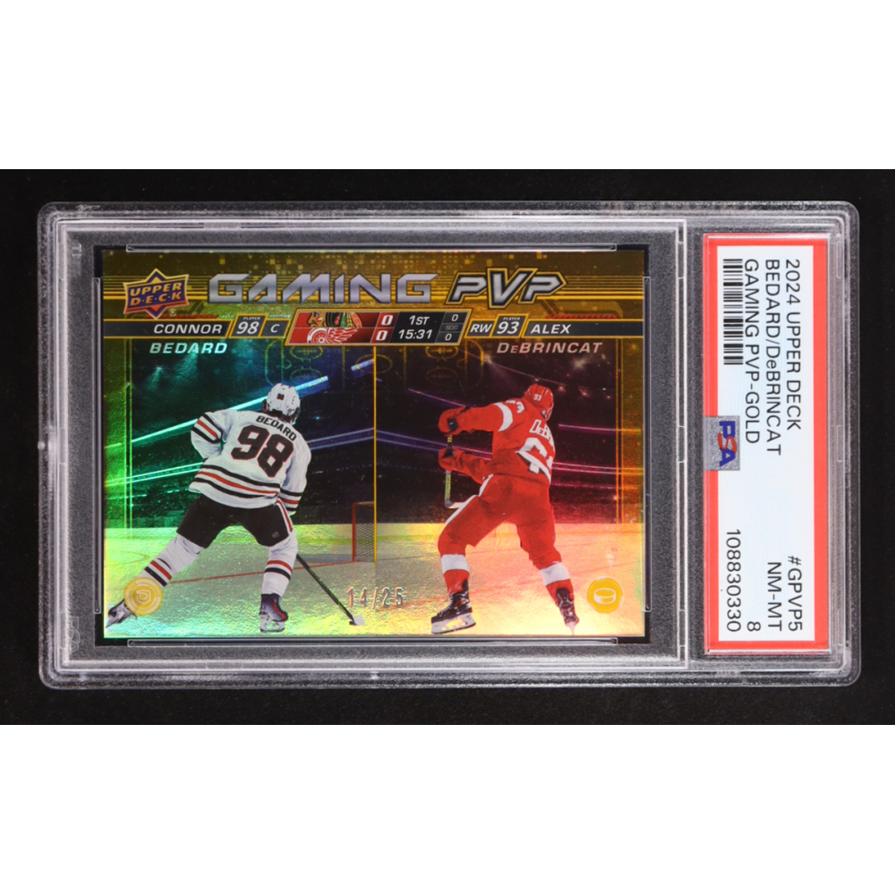 Connor Bedard / Alex DeBrincat 2024-25 Upper Deck Gaming PVP Gold #GPVP5 #14/25 (PSA 8) at PristineAuction.com