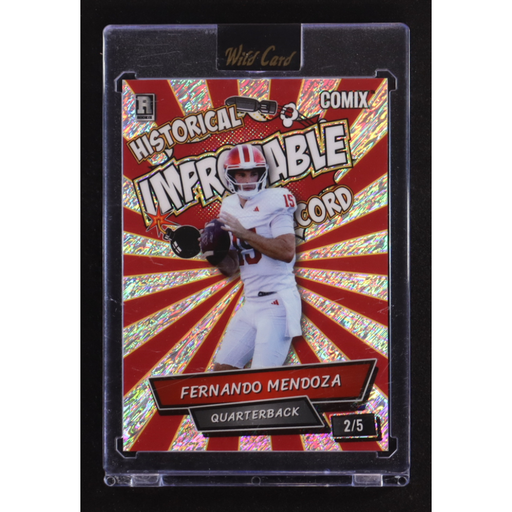 Fernando Mendoza 2025 Wild Card Comix Historical Improbable Record #ACIM-FM010 RC #2/5 at PristineAuction.com