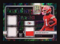Xavier Worthy 2024 Panini Spectra Building Blocks Materials Neon Marble #16 #3/4 RC at PristineAuction.com