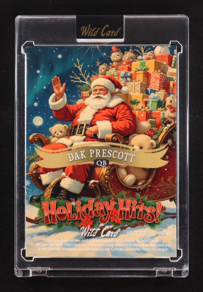 Dak Prescott 2025 Wild Card Holiday Hits Christmas Hit Santa Silver Sparkle#HHTSSA1DPA #1/1 at PristineAuction.com Dak Prescott 2025 Wild Card Holiday Hits Christmas Hit Santa Silver Sparkle#HHTSSA1DPA #1/1 at PristineAuction.com
