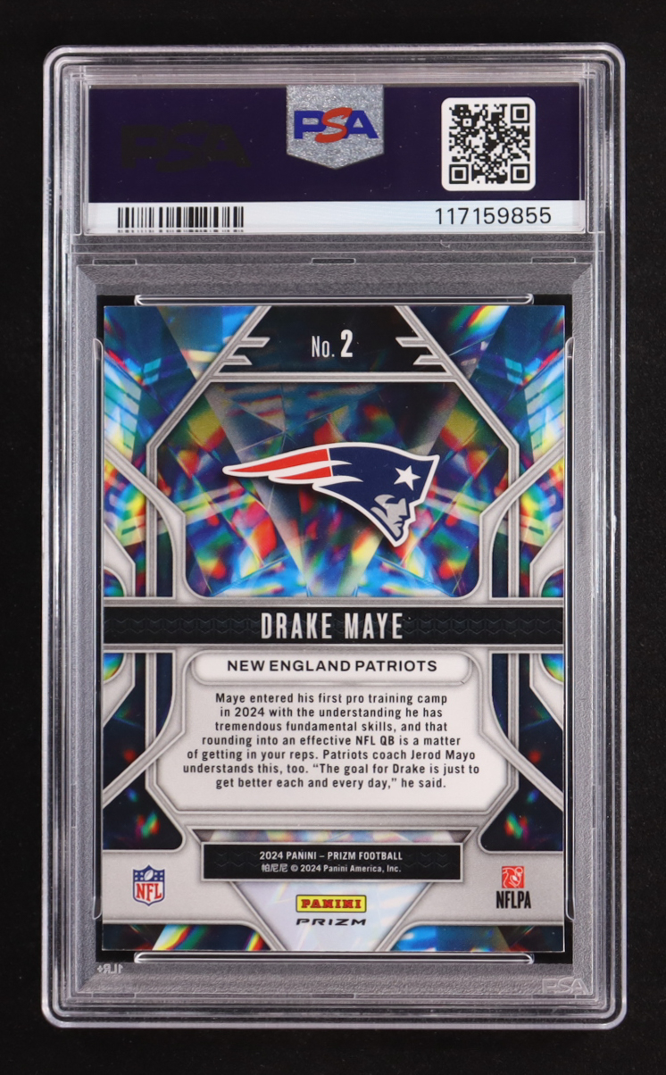 Drake Maye 2024 Panini Prizm Prizmatic Green Wave #2 RC (PSA 9) at PristineAuction.com Drake Maye 2024 Panini Prizm Prizmatic Green Wave #2 RC (PSA 9) at PristineAuction.com