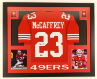 Christian McCaffrey Signed Custom Framed Jersey Display (PIA) at PristineAuction.com