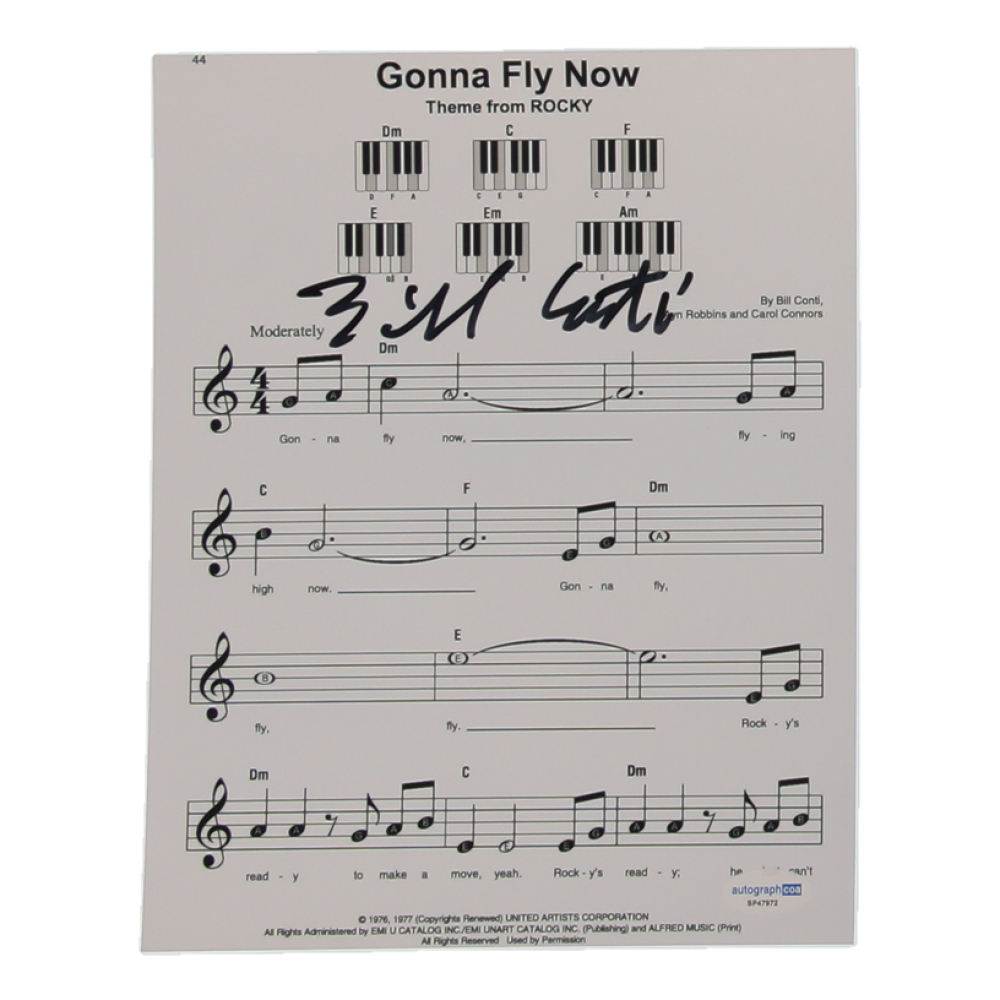 Bill Conti Signed Rocky "Gonna Fly Now" 8x10 Music Sheet (ACOA) at PristineAuction.com