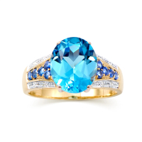 3.95 CTW Natural Diamonds & Blue Topaz 10K YG Designer Ring | Estimated Retail Value: $6,289 (AMG) at PristineAuction.com