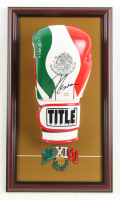 Julio Cesar Chavez Signed Title Custom Framed Mexico Boxing Glove Display with Cloth Mexico Patch (PSA) at PristineAuction.com