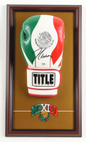 Julio Cesar Chavez Signed Title Custom Framed Mexico Boxing Glove Display with Cloth Mexico Patch (PSA) at PristineAuction.com