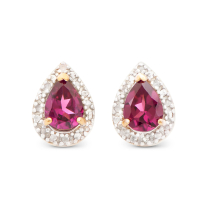 2.37 CTW Natural Garnet & Diamonds 18K Gold Plated Designer Earrings | Estimated Retail Value: $1,249 (AMG) at PristineAuction.com